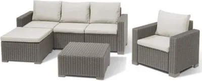 Image de Salon de jardin résine imitation rotin tressé Allibert by KETER MOOREA, 5 personnes, Cappuccino