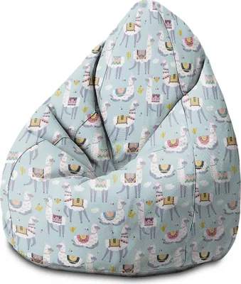 Produktbild von Dreamroots Sitzsack Kinder mit füllung, Bodenkissen Kinder Sitzsack, Sitzsack Kinderzimmer 70x70x105 cm, Sitzkissen Boden Kinder, Llama and Cactus