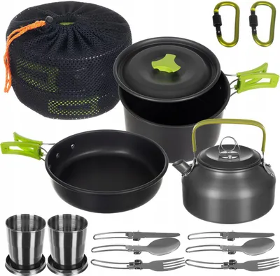 Immagine prodotto di Utensili da trekking portatili per 2 persone, rivestimento antiaderente, dimensioni 18x10 cm