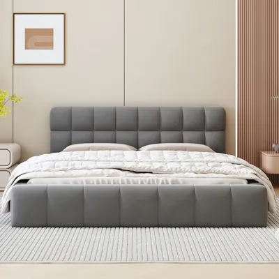 Produktbild von CDGlobal Polsterbett 160x200cm mit Lattenrost und Kopfteil, Samt Einzelbett Jugendbett Kinderbett Gästebett Schlafzimmer