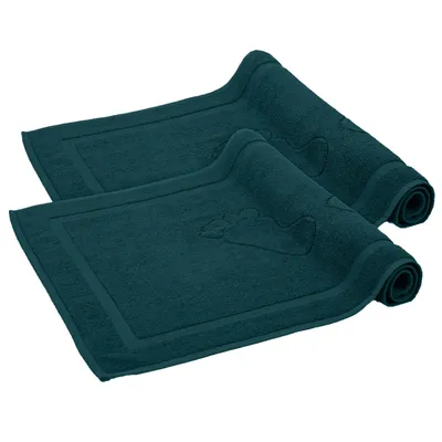 Produktbild von Komfortec Badvorleger Set 2 Teilig, Frottee Duschvorleger, Waschbar Duschmatte & Badteppich, 800 g/m² &100% Baumwolle, Saugfähig & Schnelltrocknend, 50 x 80 cm, Petrol