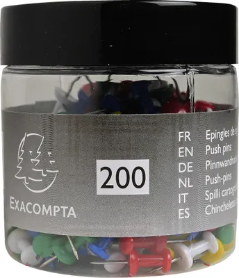 Image de Exacompta Boîte de 200 épingles Push Pins assort 14769E