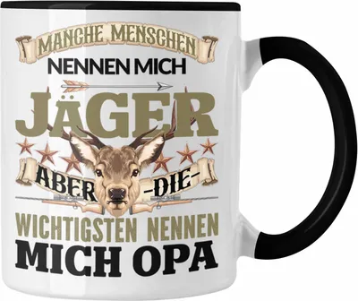 Produktbild von Trendation - Opa Jäger Tasse Geschenk Jagd Geschenkidee für besten Jäger Opa Vatertag (Schwarz)
