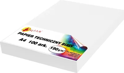 Zdjęcie produktu dla Papier techniczny brystol biały 190g 100 ark. A4