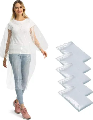 Produktbild von Durchsichtiger Regenponcho für Damen und Herren, wiederverwendbar, wasserdicht, Einheitsgröße, schwarz