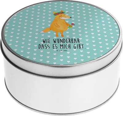 Produktbild von Mr. & Mrs. Panda Erinnerungsbox Fuchs Blumen - Türkis Pastell - Geschenk, Freude, Dose, keksdosen, Füchse, Aufbewahrungsdosen, Vorratsdosen, Selbstliebe, Boho, Kaffeedose