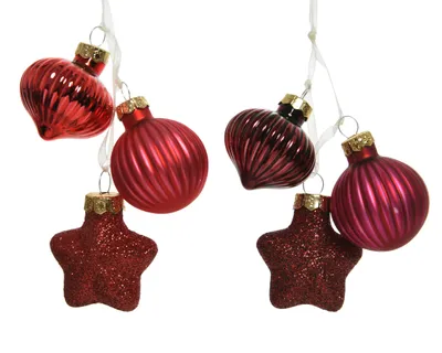 Imagen del producto de Adornos navideños rojos, 3 unidades, 4 cm