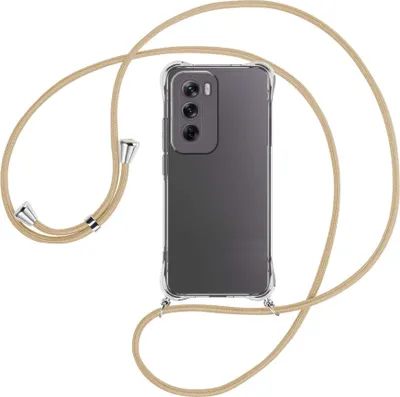 Produktbild von Handykette Backcover-Schutzhülle mit Band (Metall silberfarben) für OPPO Reno 12 5G - caramel