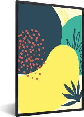 Produktbild von MuchoWow® Gerahmtes Poster Sommer - Flecken - Blätter - Tupfen 40x60 cm - Poster mit Schwarzem Bilderrahmen Wandposter Rahmen Foto Bilder - Papierdruck - Wandbilder