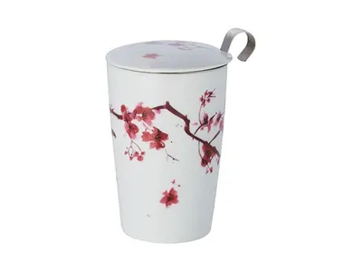 Produktbild von Teaeve® Kräuterteetasse "Cherry Blossom" Porzellan, 3-teilig doppelwandig, 0,35 l