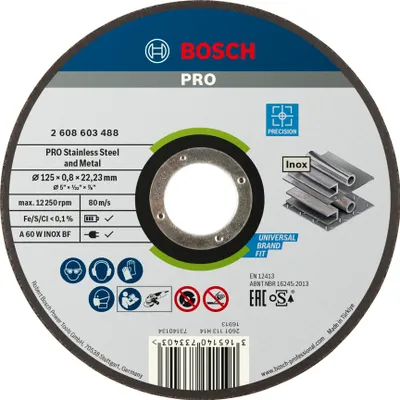 Produktbild von PRO Stainless Steel and Metal Gebundene Trennscheibe, 125x0,8x22,23 mm, gerade