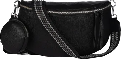 Produktbild von Bauchtasche (TTL-329) Umhängetasche Crossbody-Bag Hüfttasche Kunstleder Italy-Design BLACK