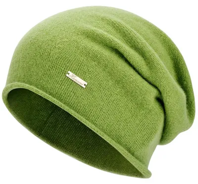Productafbeelding van Muts voor dames en heren, 100% wol, slouch beanie, ademend, groen, geschikt voor 3 seizoenen