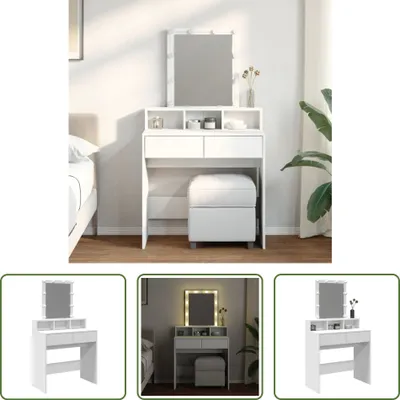 Image de The Living Store Coiffeuse avec éclairage LED blanc 80x41x144,5 cm