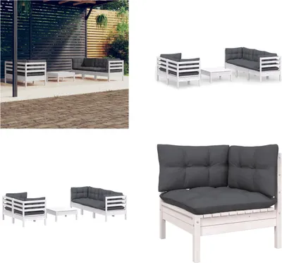 Obrázek produktu pro vidaXL 6dílná zahradní lounge souprava s antracitovými polštáři borovice - zahradní lounge souprava - zahradní lounge soupravy - lounge souprava - lounge soupravy