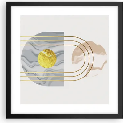 Produktbild von Gerahmtes Poster - Schwarzer Rahmen - Modern Gold abstrakt - 40x40 cm - Wand Bild - Wanddeko - Wandbilder - Kunstposter - Wandposter - Bilderrahmen - Bilder - Kunstdruck - P2BAC40x40-4574