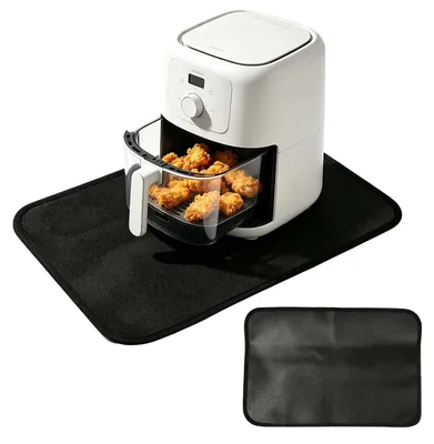 2 Hitzeschutzmatten für Airfryer, 30x45 cm, Silikon, schwarz