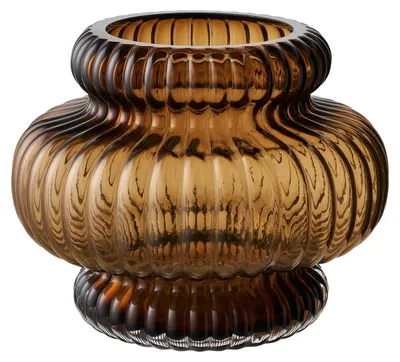 Produktbild von Mundgeblasene Vase aus rauchbraunem Glas ø20x16 cm