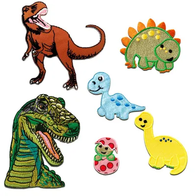 Obrázok produktu pre Dino sada 6 záplat so zvieratami, nažehľovacie záplaty, nášivky, záplaty, na nažehlenie