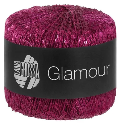 Produktbild von Lana Grossa GLAMOUR 25 g Beilaufgarn mit Pailletten für funkelnde Akzente 115 m Farbe 008 - Kardinalrot