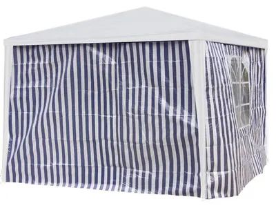 Produktbild von Seitenteile für Gartenpavillon 3 x 2m blau/weiß PE 2 Stück 1x Fenster