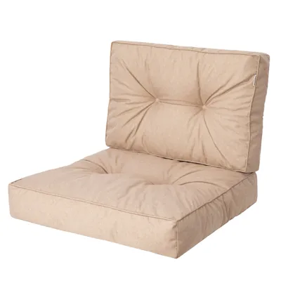 Produktbild von Bjird Sesselkissen, Kissen für Rattanmöbel, Sitzkissen & Rückenkissen, Sitzkissen für Sessel / Stühle - Indoor & Outdoor - Anti-Rutsch - 68x68, 68x39 cm, Beige