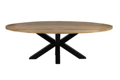 Produktbild von Zita Home Esstisch, oval, 240 cm, Mangoholz, Natur, dickes Gestell, skandinavisch, dänisches Design