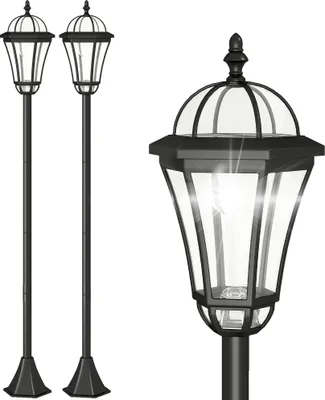 Produktbild von Outsunny Solar Gartenlaterne LED Laterne Wegleuchte 6 Stdn. ABS 129cm