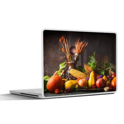 Produktbild von MuchoWow® Laptop Aufkleber Sticker Cover Gemüse - Obst - Rustikal - Tisch 25x18 cm - Laptop-Deko