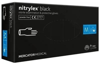 Produktbild von Einmalhandschuhe aus Nitril Mercator Medical Nitrylex Schwarz 100 Stück - Größe. S