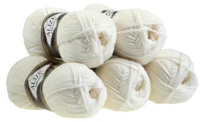 5 x 100g Strickgarn ALIZE Lanagold creme