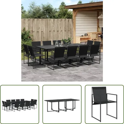 Produktbild von The Living Store 13-tlg. Garten-Essgruppe Schwarz Textilene