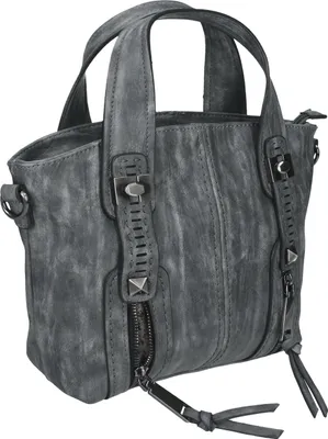 Produktbild von Damen Handtasche MADRID 2 Henkeltasche Schultertasche Umhängetasche mit Reißverschluss, Schulterriemen und zwei Henkeln Farbe - grau - CZ80574