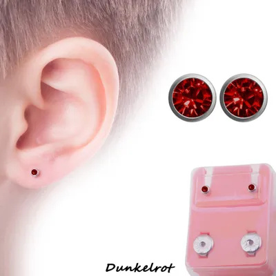 Produktbild von Medizinische Ohrstecker Erstohrstecker Zirkonia von Studex dunkelrot