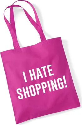 Produktbild von Huuraa Jutebeutel I hate shopping 10 Liter Fuchsia Baumwolle Tasche Geschenkidee