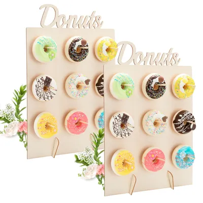 Donutständer aus Holz, 2er-Set mit je 9 Fächern