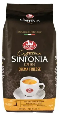 Obrázok produktu pre Saquella Espresso Sinfonia Crema Finesse 100 % Arabica, priamy dovoz z Talianska, 1 kg celých zŕn
