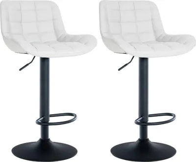 Obrázek produktu pro 2dílná sada elegantních barových židlí - Barová židle - Nastavitelná výška | Barva: bílá | Materiál: Imitace kůže