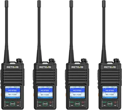 Immagine prodotto di RB658, ricetrasmittente Bluetooth, walkie-talkie professionale, con impostazioni tramite app, funzione di chiamata di gruppo, batteria da 1800 mAh con connettore USB-C, grado di protezione IP54, ideale per l'uso in negozi (confezione da 4, colore nero)
