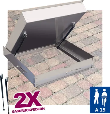 Produktbild von Schachtabdeckung 500x500x100 Edelstahl Schachtdeckel Gasdruckfedern auspflasterbar EN124 A15