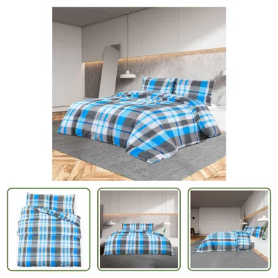 Immagine prodotto di The Living Store Set di biancheria da letto blu e grigio 200x200 cm in cotone