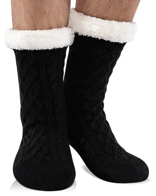 Produktbild von Hausschuhsocken Warme Socken Stoppersocken - Rutschfest - Herren - Größe 39-46 - Schwarz und Grau