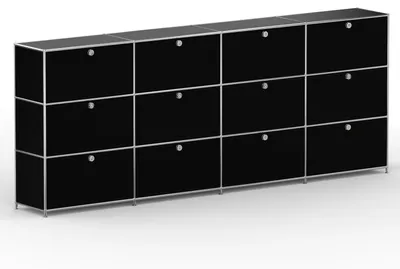 Produktbild von Hochschrank, 12 Schubladen, Schloss, Breite 302 cm, Graphitschwarz