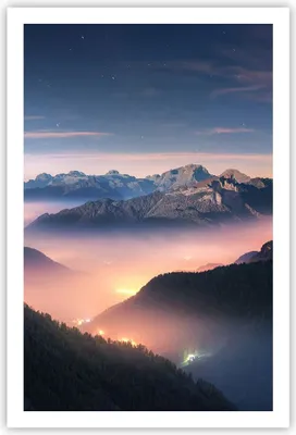 Produktbild von Poster - Poster ohne Rahmen - Berge Wolken Nebel - 61x91,5 cm - Wand Bild - Wanddeko - Wandbilder - Kunstposter - Wandposter - Bilder - Kunstdruck - Wanddekoration - Wandbild - P2XPA61x91-5004