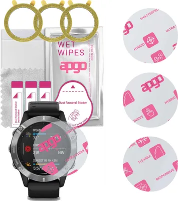 Produktbild von apgo 3 Stück Schutzglas, klar, kompatibel mit Garmin Fenix 6 Smartwatch, Hybrid 8H, Ersatz für Hartglas, Displayschutzglas, Bildschirmschutz, Displayschutz, kratzfest
