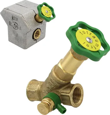 Produktbild von Freistromventil Muffenanschluss 1/2" bis 1 1/4" Innengewinde mit Dämmschale und Entleerung mit PTFE-Dichtungen nicht steigende Spindel