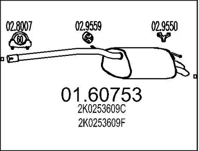 Produktbild von MTS 01.60753 Endschalldämpfer für VW Caddy III Kombi (2KB, 2KJ, 2CB, 2CJ) Auspuff