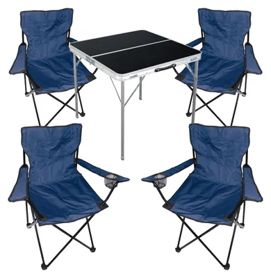 Produktbild von 5-teiliges Campingmöbel Set Tisch schwarz + Campingstühle mit Tasche