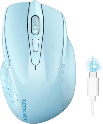 Produktbild von Kabellose Bluetooth Maus (DREI Modi: BT 5.0/3.0 + 2,4 G), 4800 DPI, Ergonomische leise kabellose Maus für Laptops, Mac OS, Android, Windows