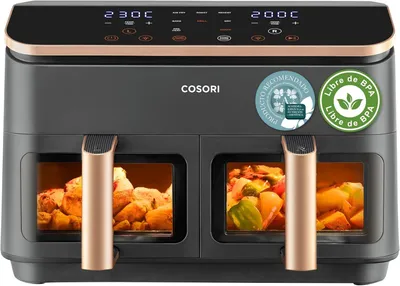 Heißluftfritteuse 8,5 l, Dual Zone, 2 x 4,25 l, 35-230 °C, Sichtfenster